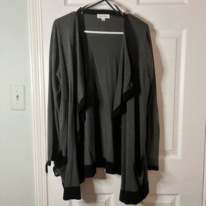 dark gray black trim sweater